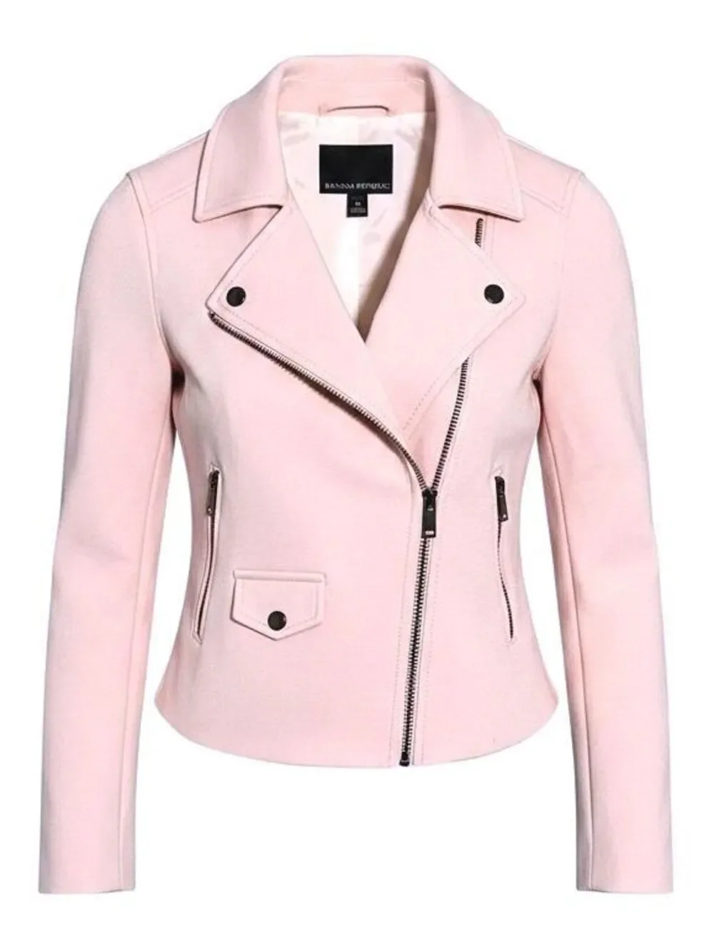 BANANA REPUBLIC Womens (0) Blush Pink Asymmetrical Zip Moto Jacket